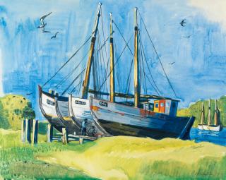 Hermann Max Pechstein - Fischkutter bei Leba