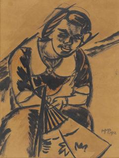 Hermann Max Pechstein - Frau mit Facher