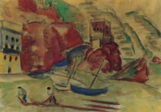 Hermann Max Pechstein - Landschaft mit Booten in Monterosso