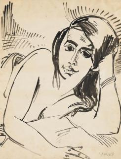 Hermann Max Pechstein - Mädchen mit aufgestütztem Kopf