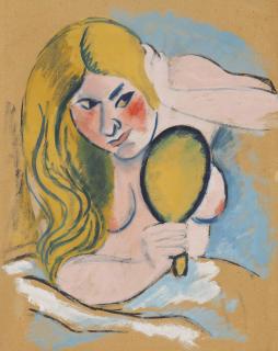 Hermann Max Pechstein - Mädchenakt mit Handspiegel II