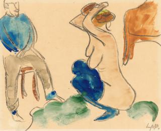 Hermann Max Pechstein - Maler und Modell im Atelier.