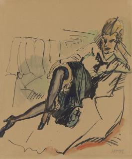 Hermann Max Pechstein - Sitzende mit violetten Strümpfen