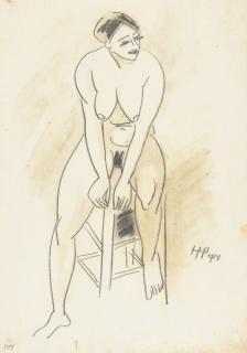 Hermann Max Pechstein - Sitzender Akt (Akt auf dem Hocker)