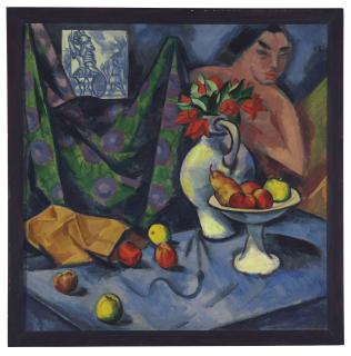 Hermann Max Pechstein - Stilleben mit Akt, Kachel und Früchten (recto); Kurische Waldlandschaft (verso)