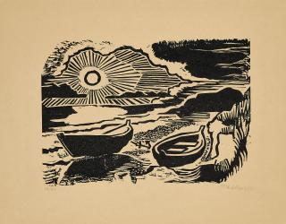 Hermann Max Pechstein - Untergehende Sonne (Ostseestrand) (Aus: Boettcher-Mappe).