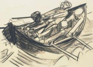 Hermann Max Pechstein - Vier Männer im Ruderboot