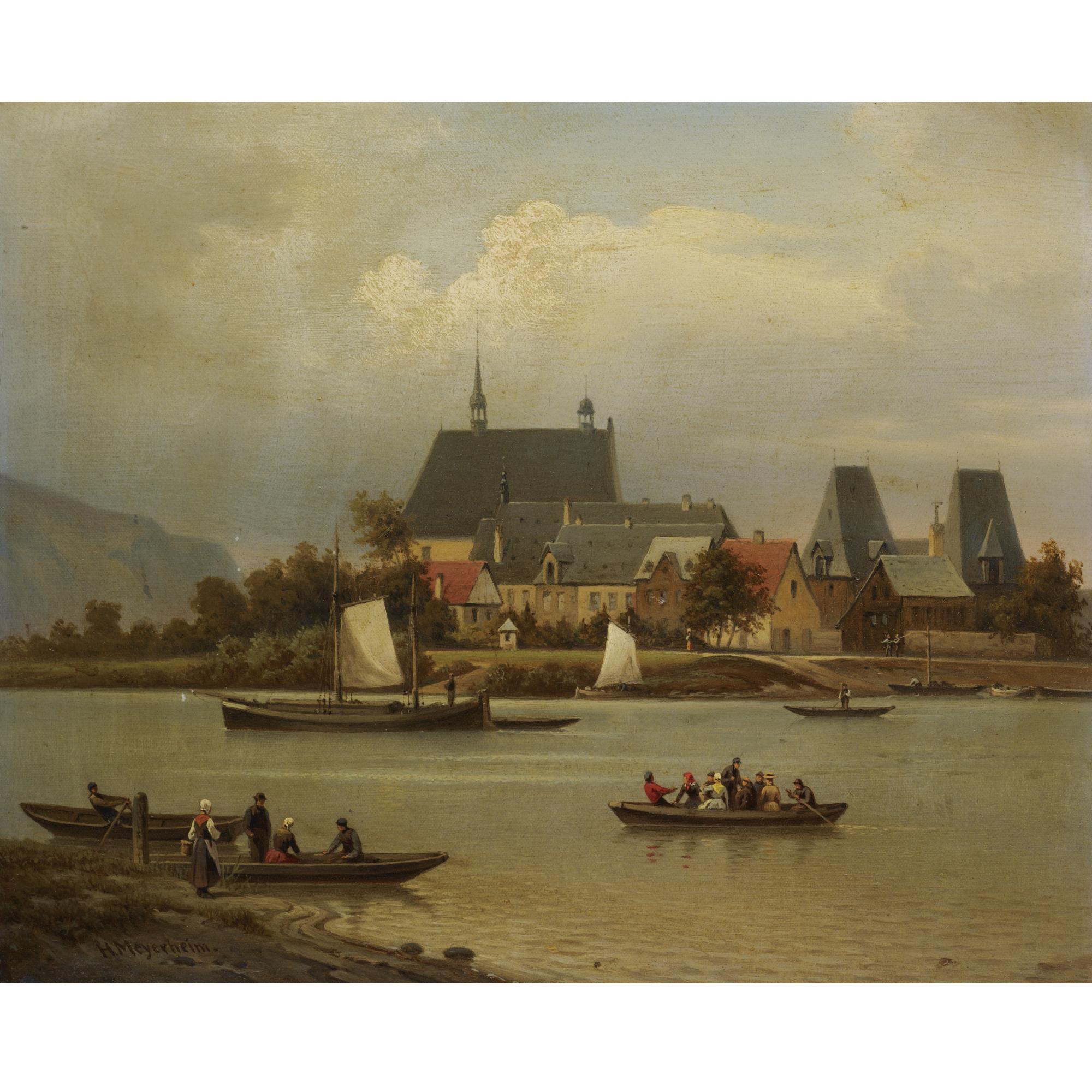 Hermann Meyerheim - German Die Insel Niederwerth Bei Koblenz (The Island Of Niederwerth On The Rhine, Near Koblenz)