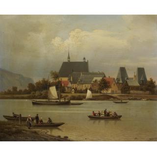 Hermann Meyerheim - German Die Insel Niederwerth Bei Koblenz (The Island Of Niederwerth On The Rhine, Near Koblenz)