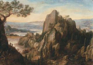 Hermann Saftleven II - An Extensive River Landscape With A Monastery On A Cliff