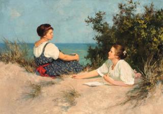 Hermann Seeger - Two girls among the sand dunes