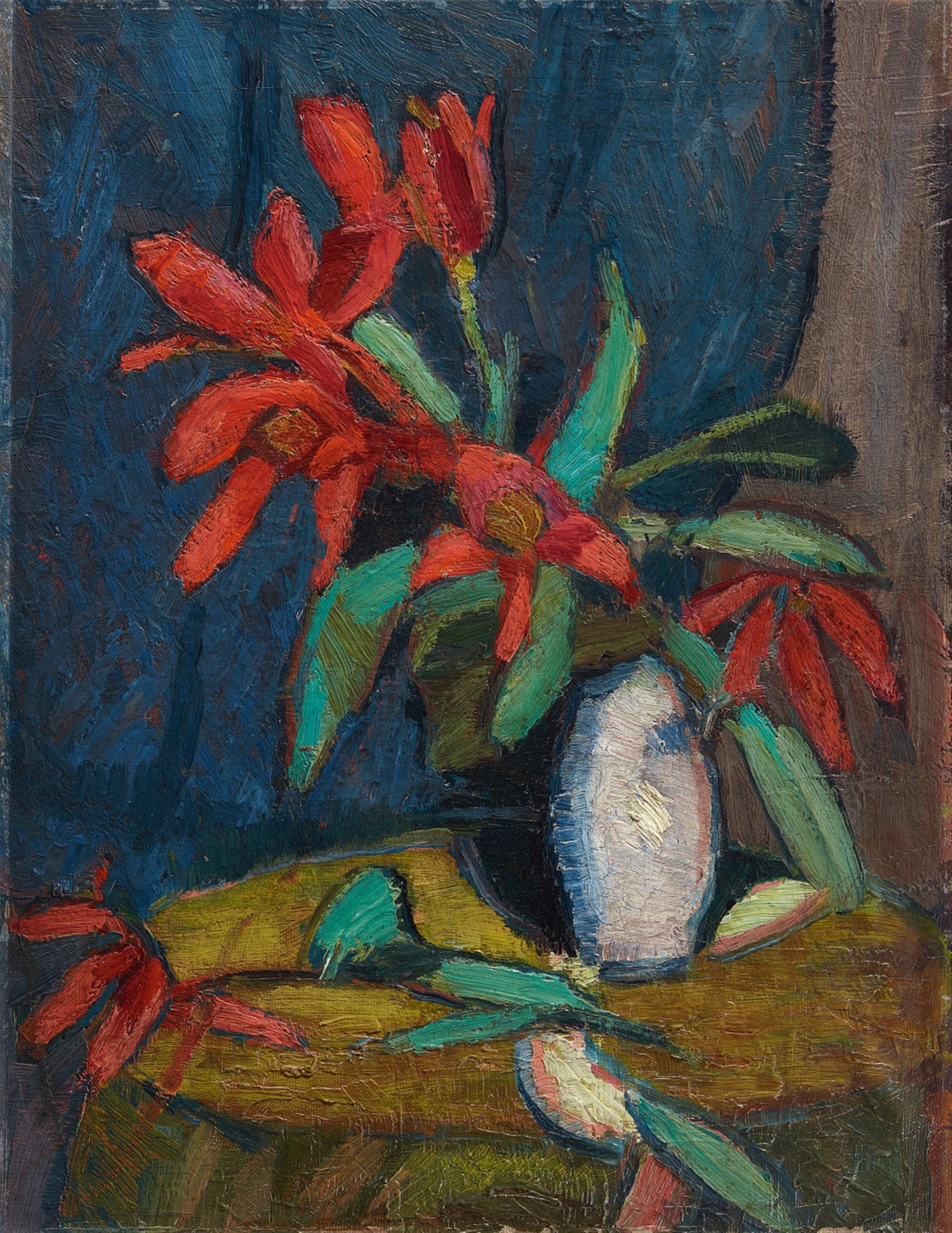 Hermann Stenner - Rote Blumen in weißem Krug