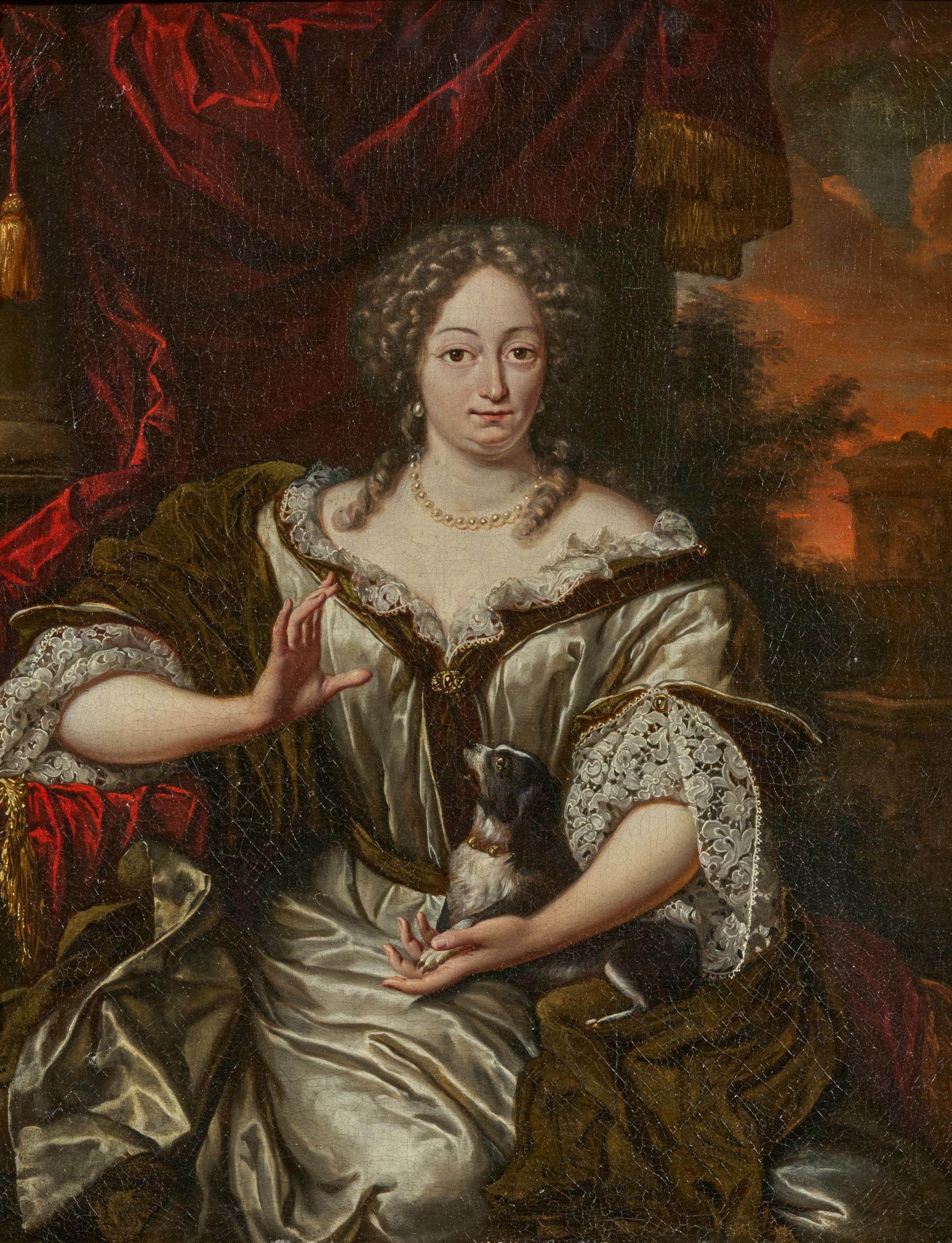 Hermannus Collenius - Porträt einer vornehmen Dame mit Hündchen.