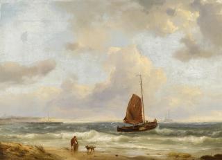 Hermanus d.Ä. Koekkoek - Ausfahrende Fischerboote an der Küste