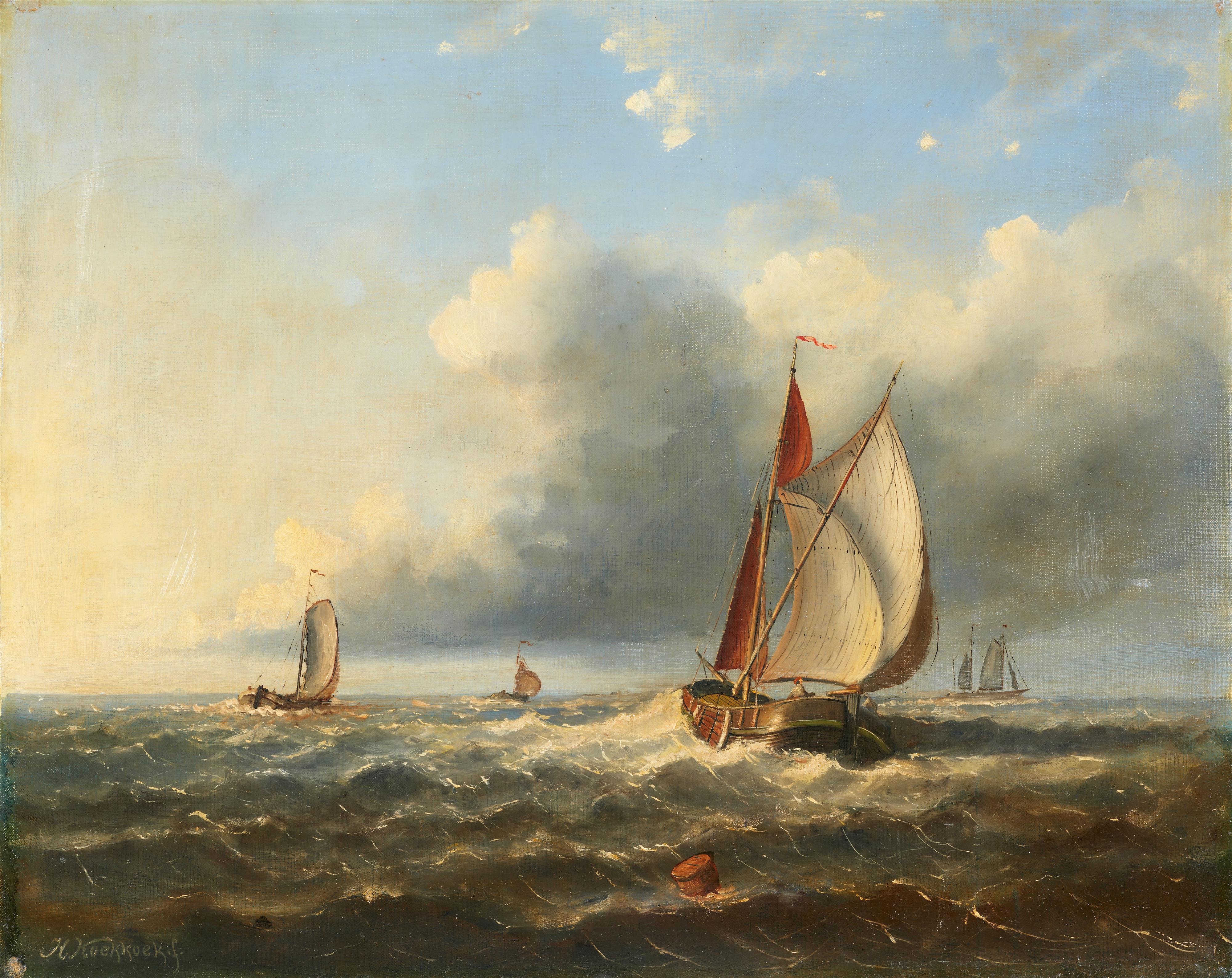 Hermanus Koekkoek II - Segelboote auf bewegter See