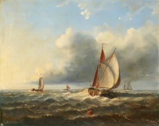 Hermanus Koekkoek II - Segelboote auf bewegter See