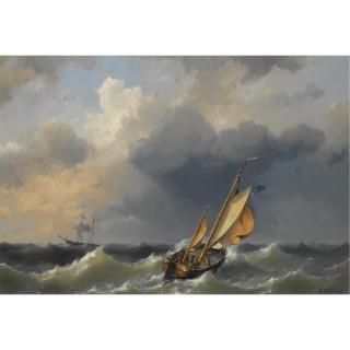 Hermanus Koekkoek Jnr. - Texel Fishermen In Stormy Weather