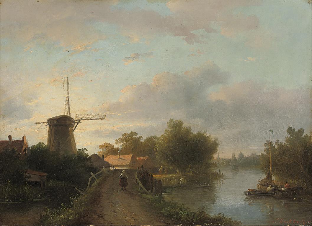 Hermanus Koekkoek Jr - A bridge at the bend of the river