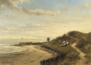 Hermanus Koekkoek Jun. - A picknick in the dunes