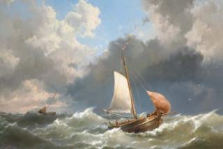 Hermanus Koekkoek Jun. - Sailing out on choppy waters