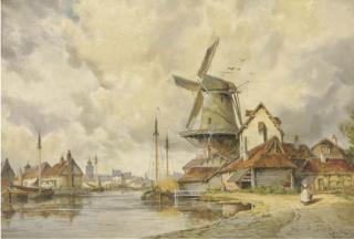 Hermanus Koekkoek Jun. - View of a Dutch town