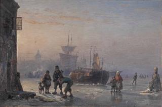 Hermanus Koekkoek Sen. - Activities On A Busy Winter\'S Day On The Ice