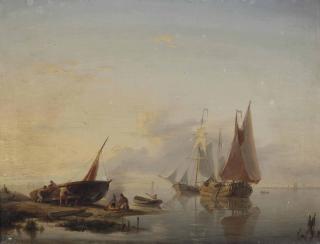 Hermanus Koekkoek Sen. - Activities on a calm river in summer