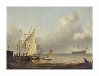 Hermanus Koekkoek Sen. - Barges in a jetty