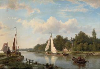 Hermanus Koekkoek Sr. - Along the river on a sunny afternoon