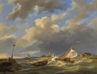 Hermanus Koekkoek The Elder - Dutch boats At Sea