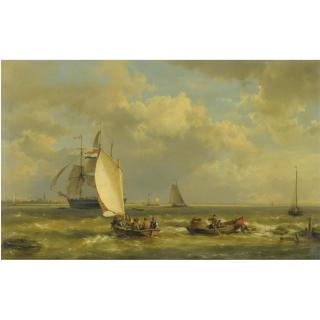 Hermanus Koekkoek The Elder - Dutch fishermen Near The Coast