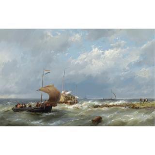 Hermanus Koekkoek - Dutch Shipping In Stormy Weather