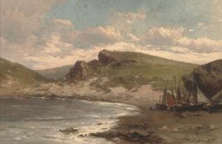 Hermanus Koekkoek - Fishing Vessels On The Shore
