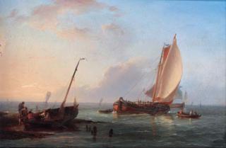 Hermanus Koekkoek - Sailing boats off the Dutch coast