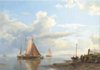 Hermanus Koekkoek - Shipping in a calm
