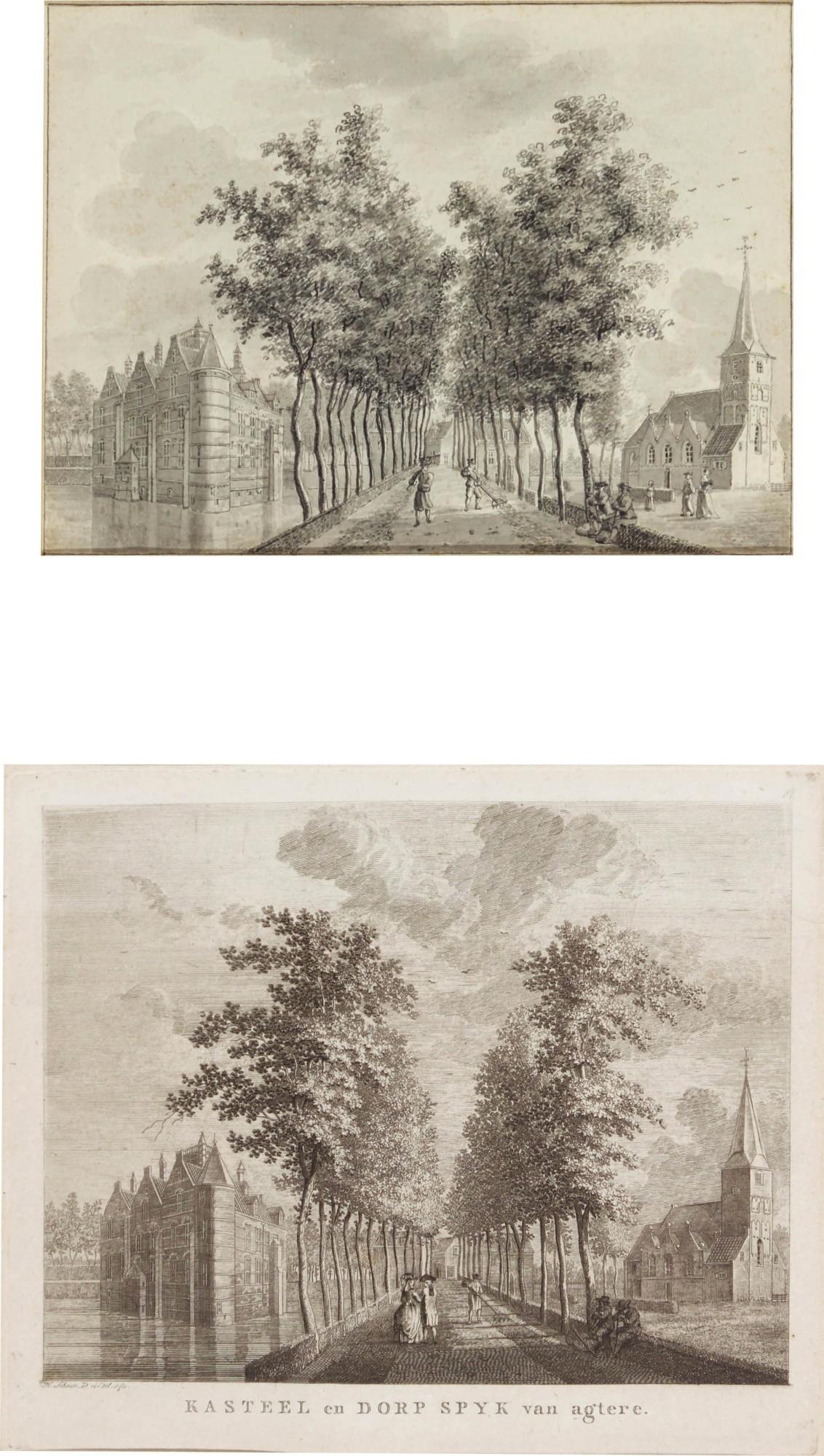 Hermanus Petrus Schouten - Castle and village of Spijk