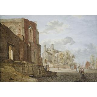 Hermanus Petrus Schouten - View Of A City Square, With The Ruined Weidenbach Cloister To The Left And St. Panteleon, Cologne, Behind, After Van Der Heyden