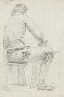 Hermanus van Brussel - A man sitting on a stool, seen from behind