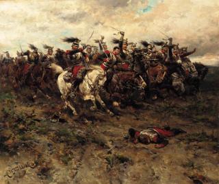 Hermanus Willem Koekkoek - A Cavalry Charge