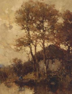 Hermanus Willem Koekkoek - Eventide on still water