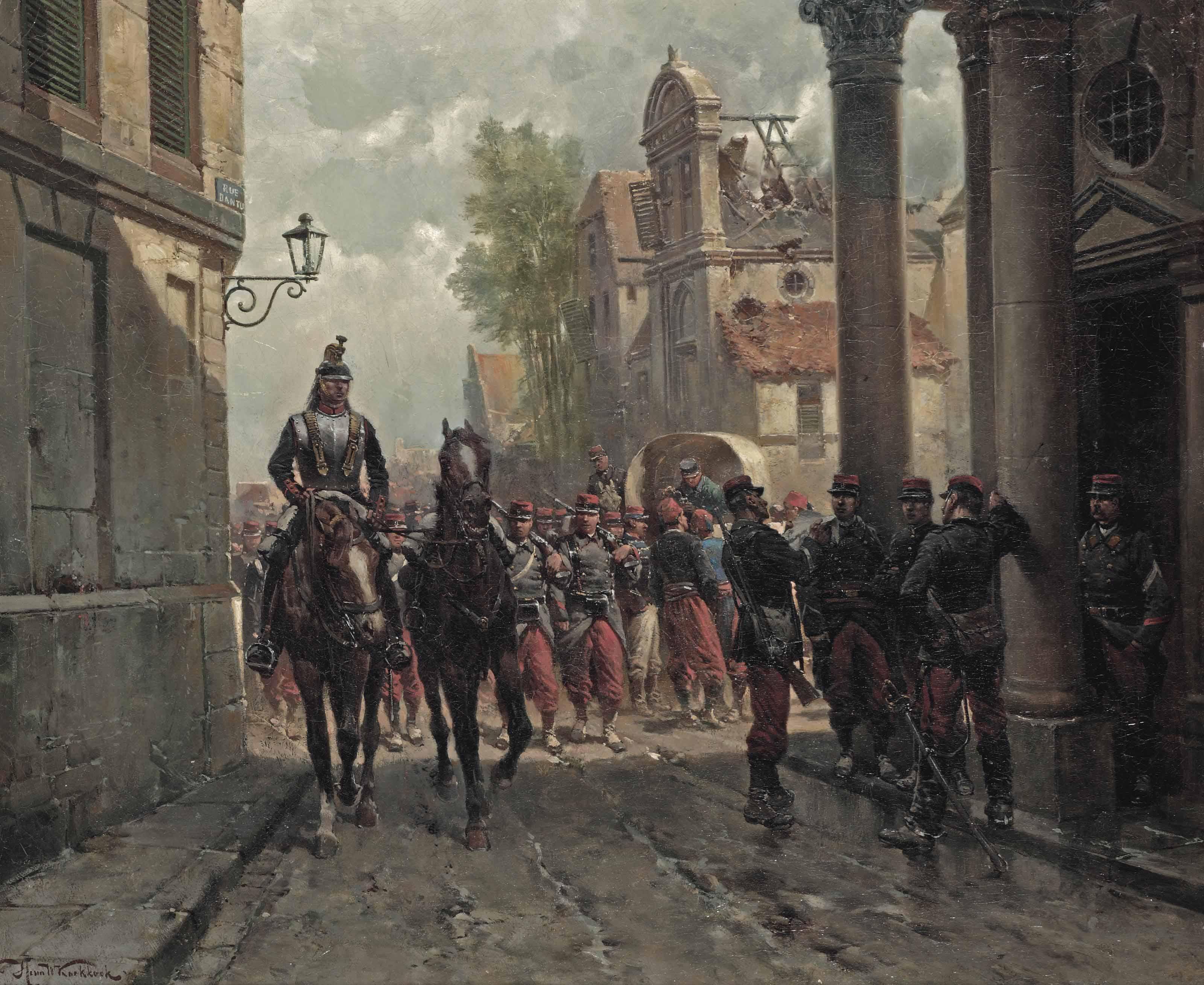Hermanus Willem Koekkoek - French Infantery Entering A Town