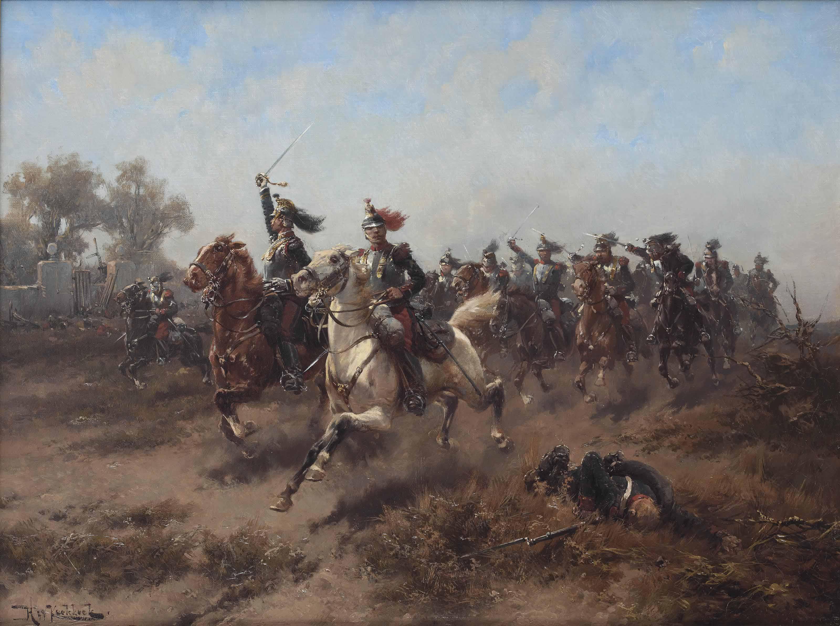 Hermanus Willem Koekkoek - The French cavalry charge