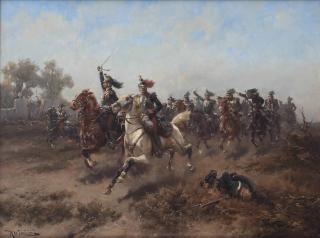Hermanus Willem Koekkoek - The French cavalry charge