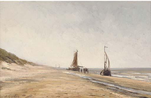 Herminie Henriette Gudin - Fishing Boats At Low Tide