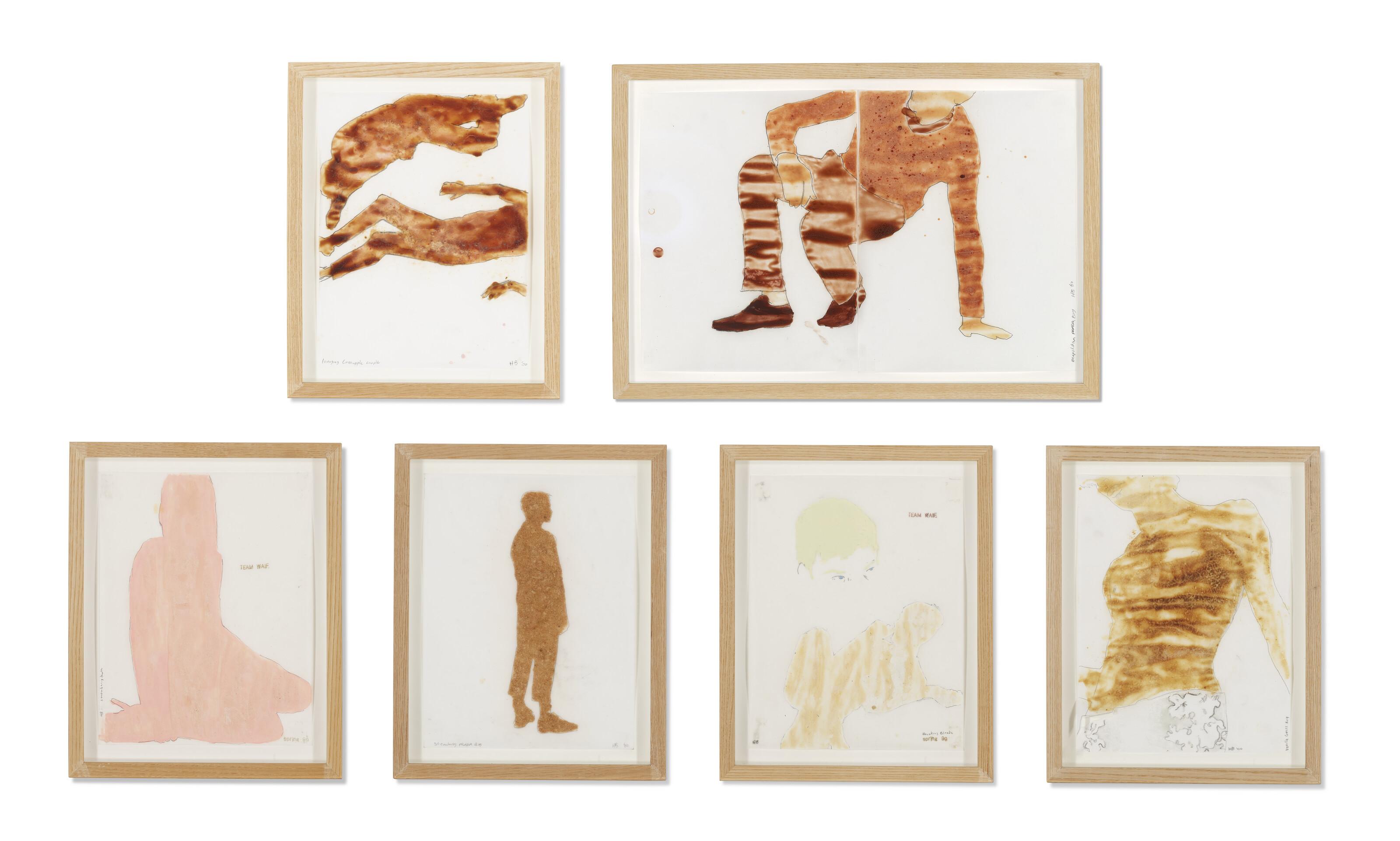 Hernan Bas - Lounging Cranberry Couple; Neopolitan Prada Boy; Strawberry Kate; Strawberry Prada Boy; Thinking Blonde; Vanilla Gucci Boy [Six Works]