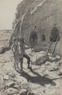 Hernando Gonzallo Villa - Tourist and Indian Guide at Ruins sight 29 1/2 x 19 1/2 in. framed 38 1/2 x 28 1/2 in.