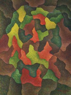 Hernando Ruiz Ocampo - Abstract in Red, Brown and Green