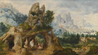Herri Met De Bles - An Extensive Rocky Landscape With The Flight Into Egypt