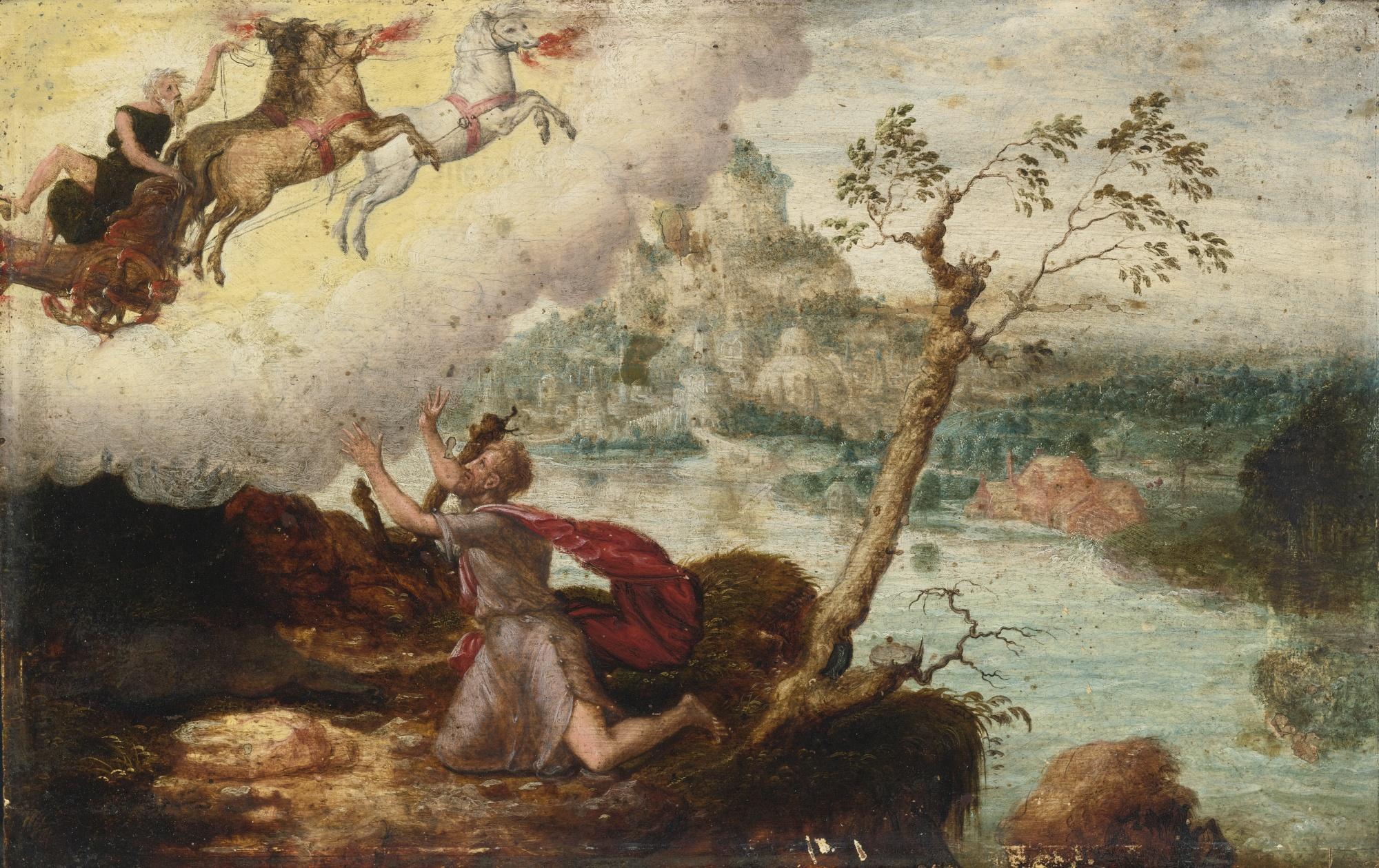 Herri Met De Bles - Elijah Ascending To Heaven In The Fiery Chariot