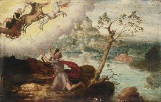 Herri Met De Bles - Elijah Ascending To Heaven In The Fiery Chariot
